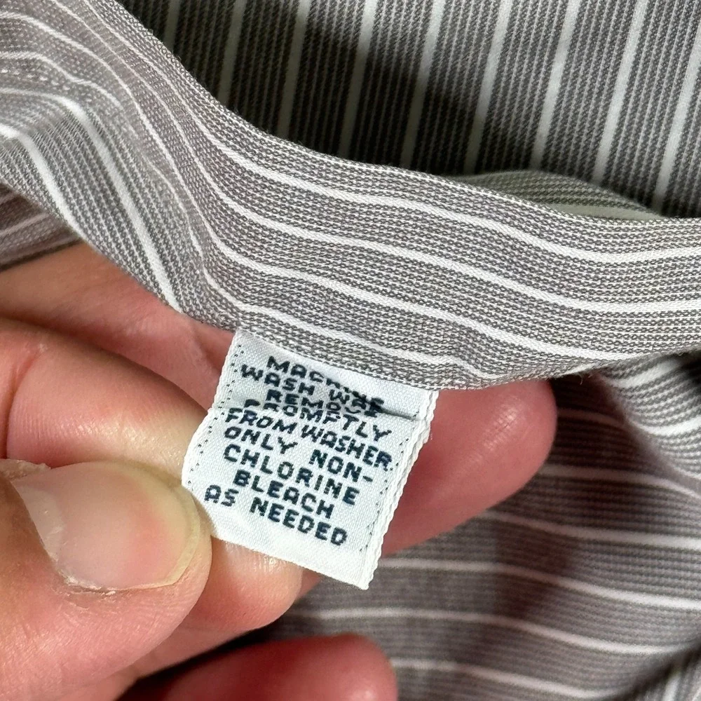 Vintage Polo Ralph Lauren Andrew Button Up Shirt Men 16.5 34/35 Gray Stripes 90s